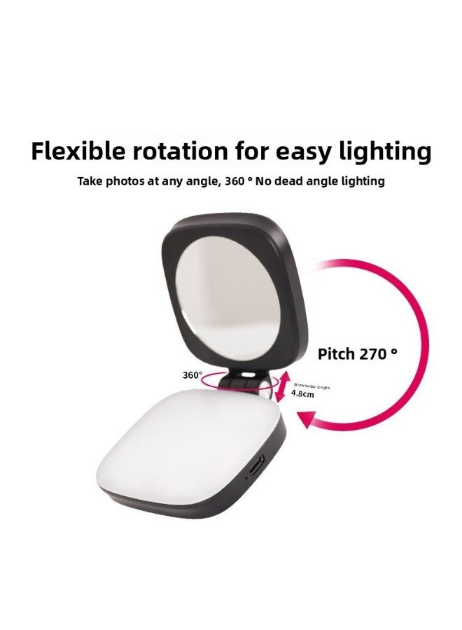 Foldable Magnetic Phone Fill Light with Built-in Vanity Mirror – Portable Beauty Light for Photography, Selfies & Live Stream Ambiance - Image 3